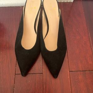 Kate Spade black suede kitten heel mules